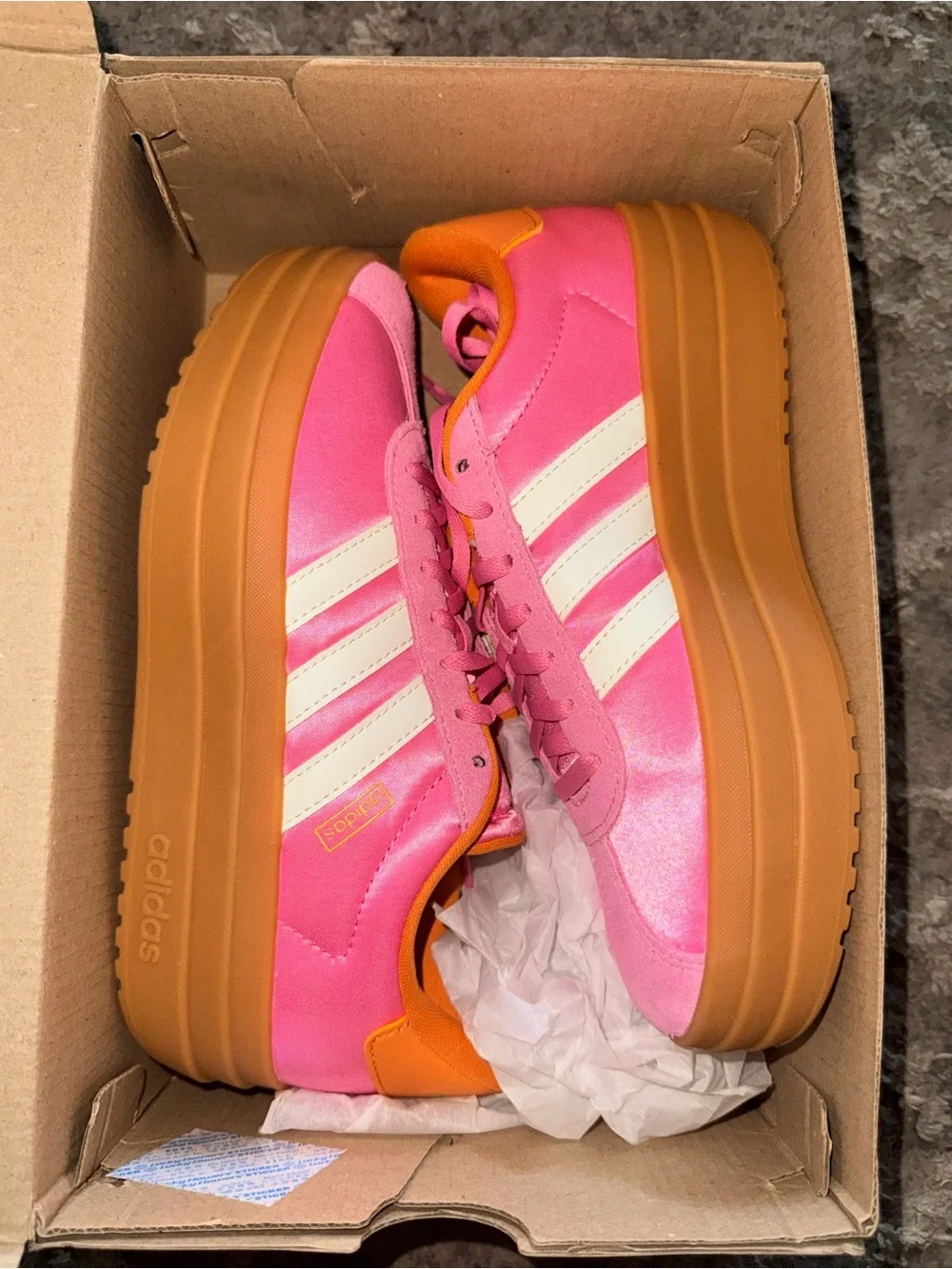 adidas VL Court Bold J Pink Orange Platform Sneakers US 4 NWT
